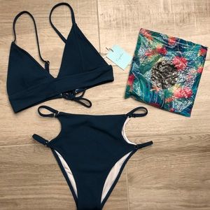 Cupshe 2 piece high waist cutout bikini small